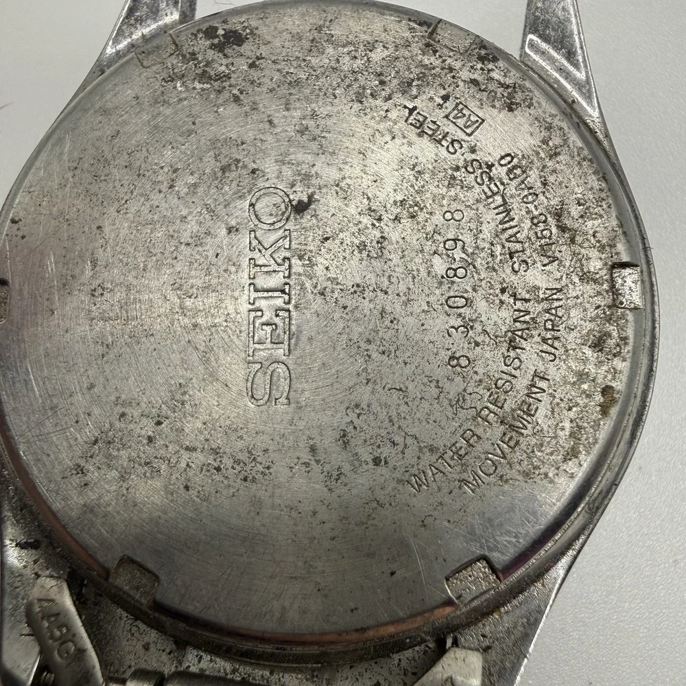Seiko Men V158-0AB0 Dress Black Dial‎ Day Date Stainless Solar 37mm Watch